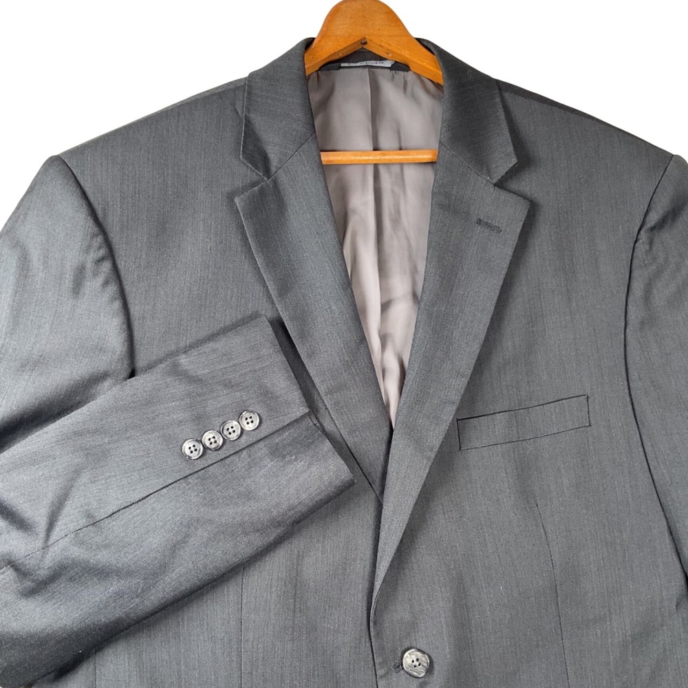 Jos A Bank Traveler Blazer Mens 44 Regular Gray Tailored Fit 100% Wool Jacket